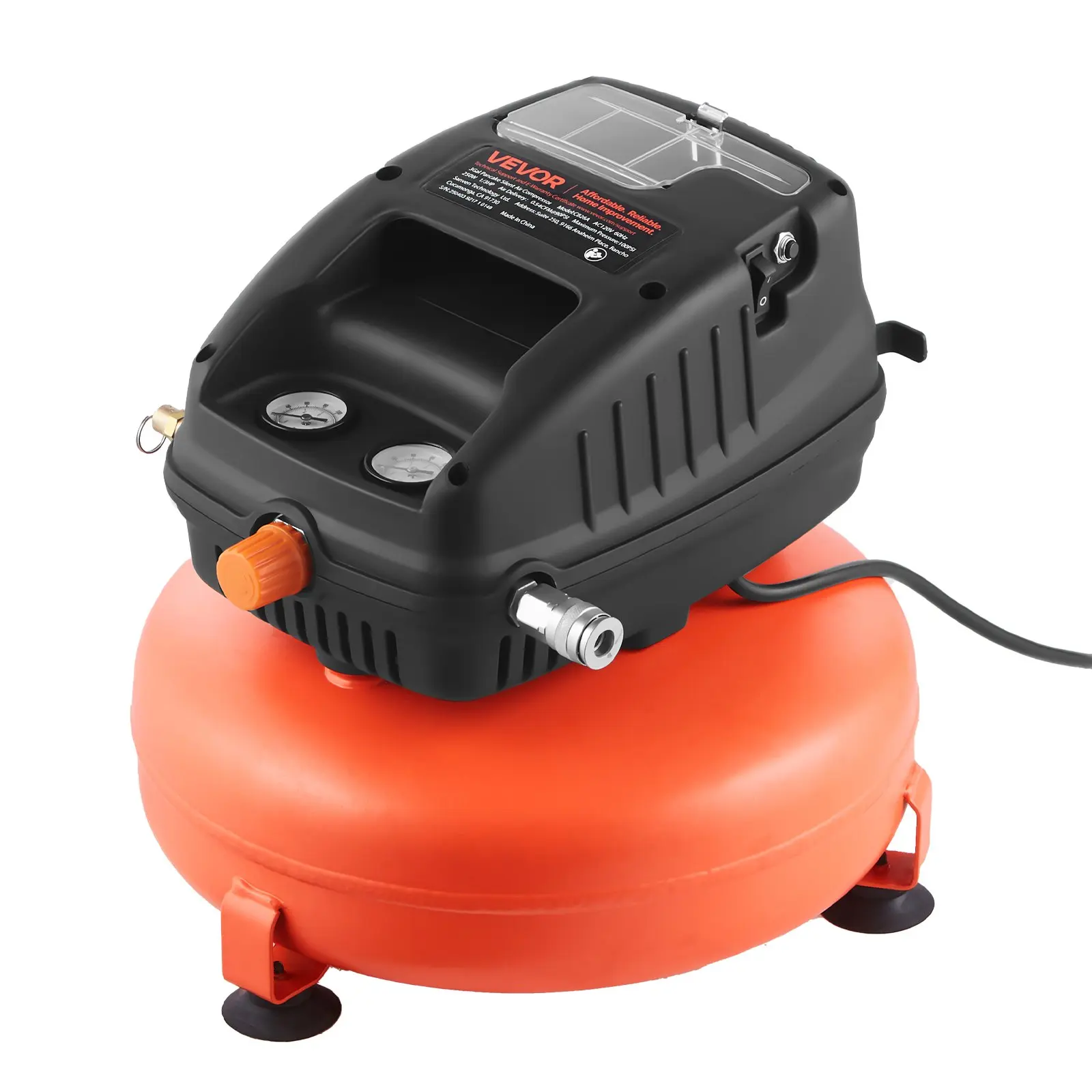 VEVOR 3 Gallon Air Compressor, 1/3HP 0.54CFM @ 90PSI Portable Pancake Air Compressor & 100PSI Max Working Pressure, Oil-Free Compressor Tank for Tire Inflation, Spray Painting, Woodwork Nailing, 120VSummervibes