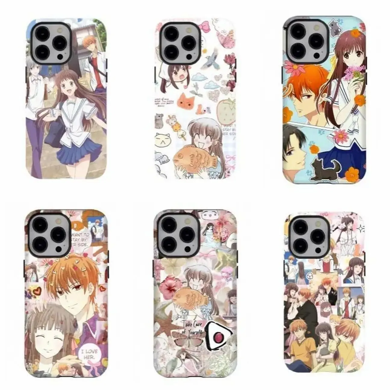 Fruits Basket Anime Custom Wireless Phone Case - Cute Tohru & Friends Design Shockproof Rubber Casing, Shock Resistance Accessory for iPhone 16/15/14/13/12/11 Pro Max Plus, for Samsung Phones, Fan Gift