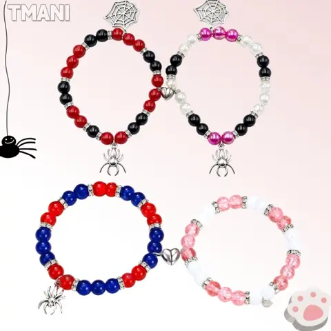 [Buy 1 Get 2] Spider Matching Friendship Bracelets for Couples Magnetic Spider & Kitty Matching Bracelets for 2 GF & BF Valentines Bracelets Jewelry Gifts for BFF Women Men Girls Kids DealsForYourDays
