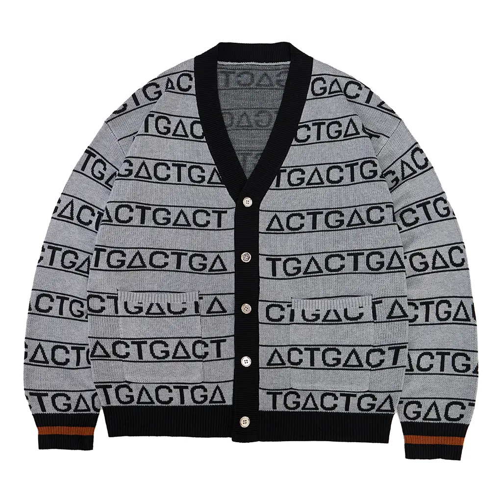 Unisex Grey Letter Pattern Knit Cardigan Guido Mista Cosplay Sweater Jacket