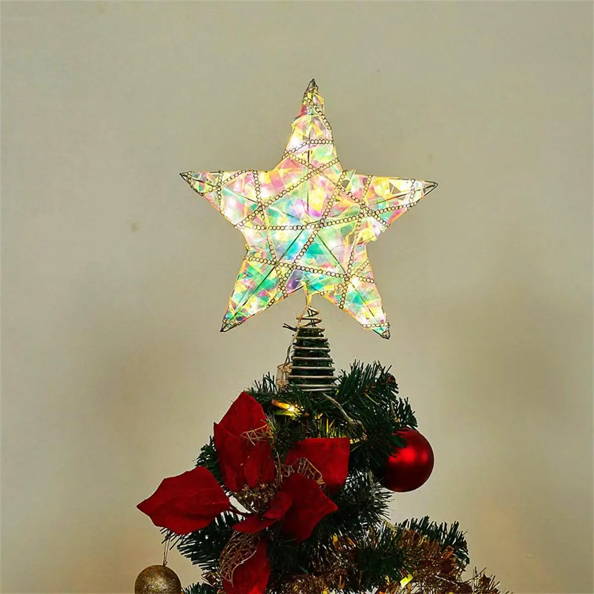 Christmas Tree Top LED Star Light, Holiday Atmosphere Decoration Lamp, Festive Lighting for Christmas Decorations, Perfect for Home & Party Use