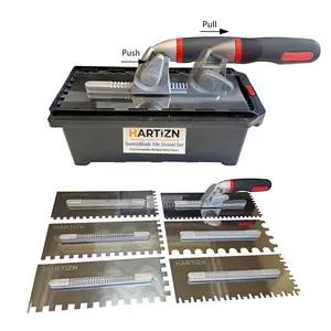 Switchblade Tile & Plastering Trowel Set with 6 Interchangeable Notched Blades