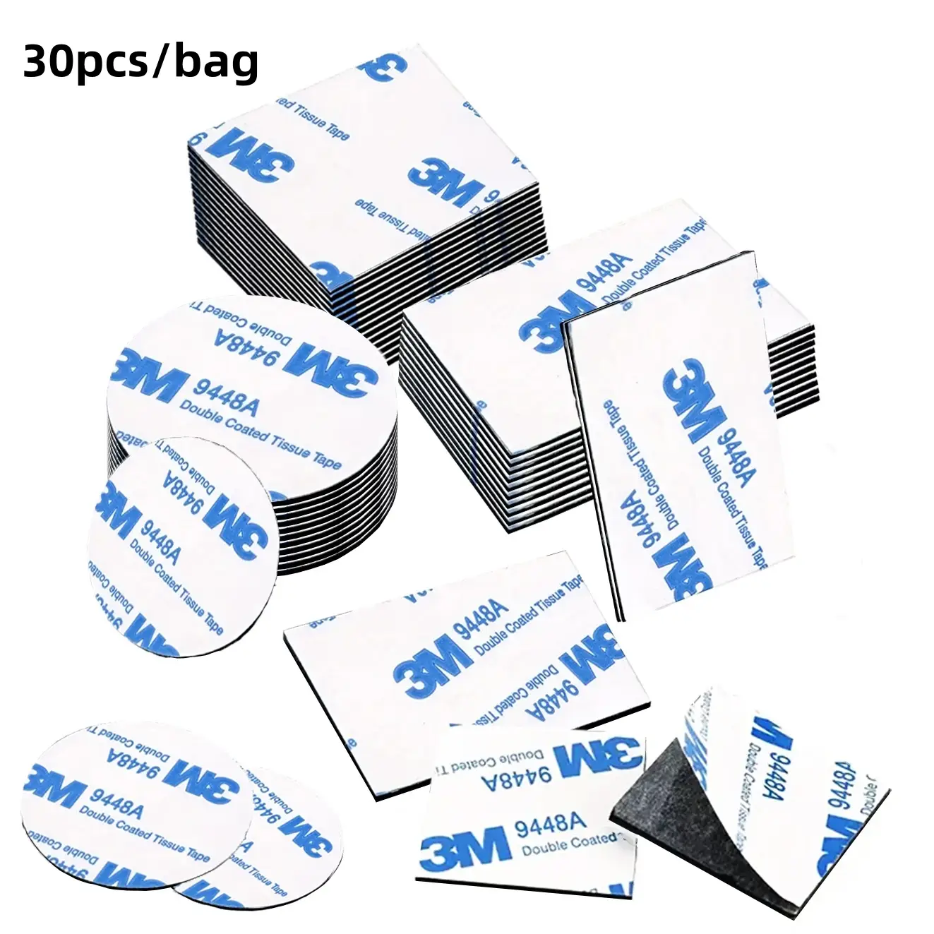 Double-sided Foam Adhesive Tape, 30pcs/bag 3-size Self-adhesive Non-waterproof Eva Mounting Strips for Walls, Doors, Wood & Glass