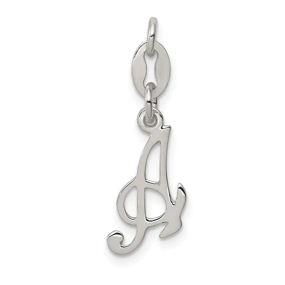925 Sterling Silver Script Letter A Initial Charm Pendant Cursive Monogram Gift