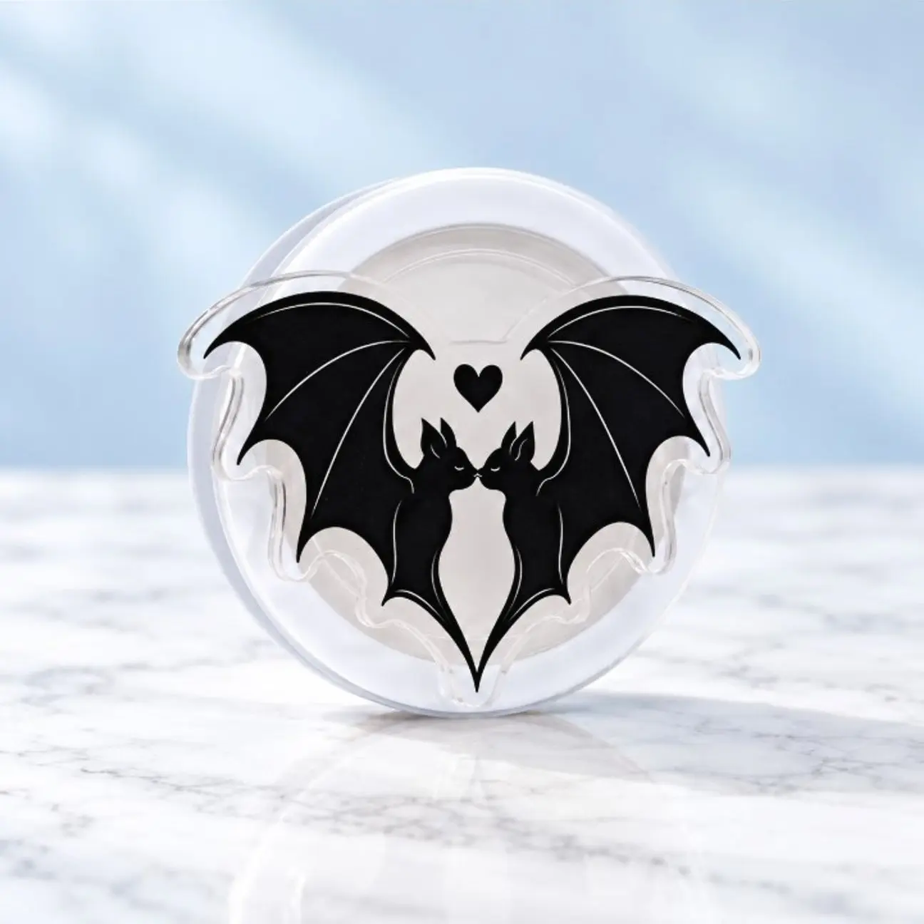 Romantic Bat Couple Acrylic Phone Grip - Aesthetic Black Gothic Phone Stand for Trendy Smartphone Decor and Secure Grip
