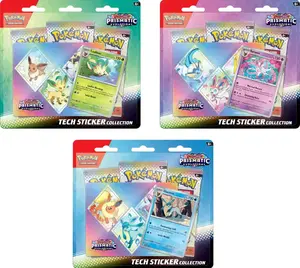 Pokemon Scarlet & Violet Prismatic Evolutions Tech Sticker Collection - 3-Packs Inside with Promo Card, Tech Sticker Sheet (Styles Vary)