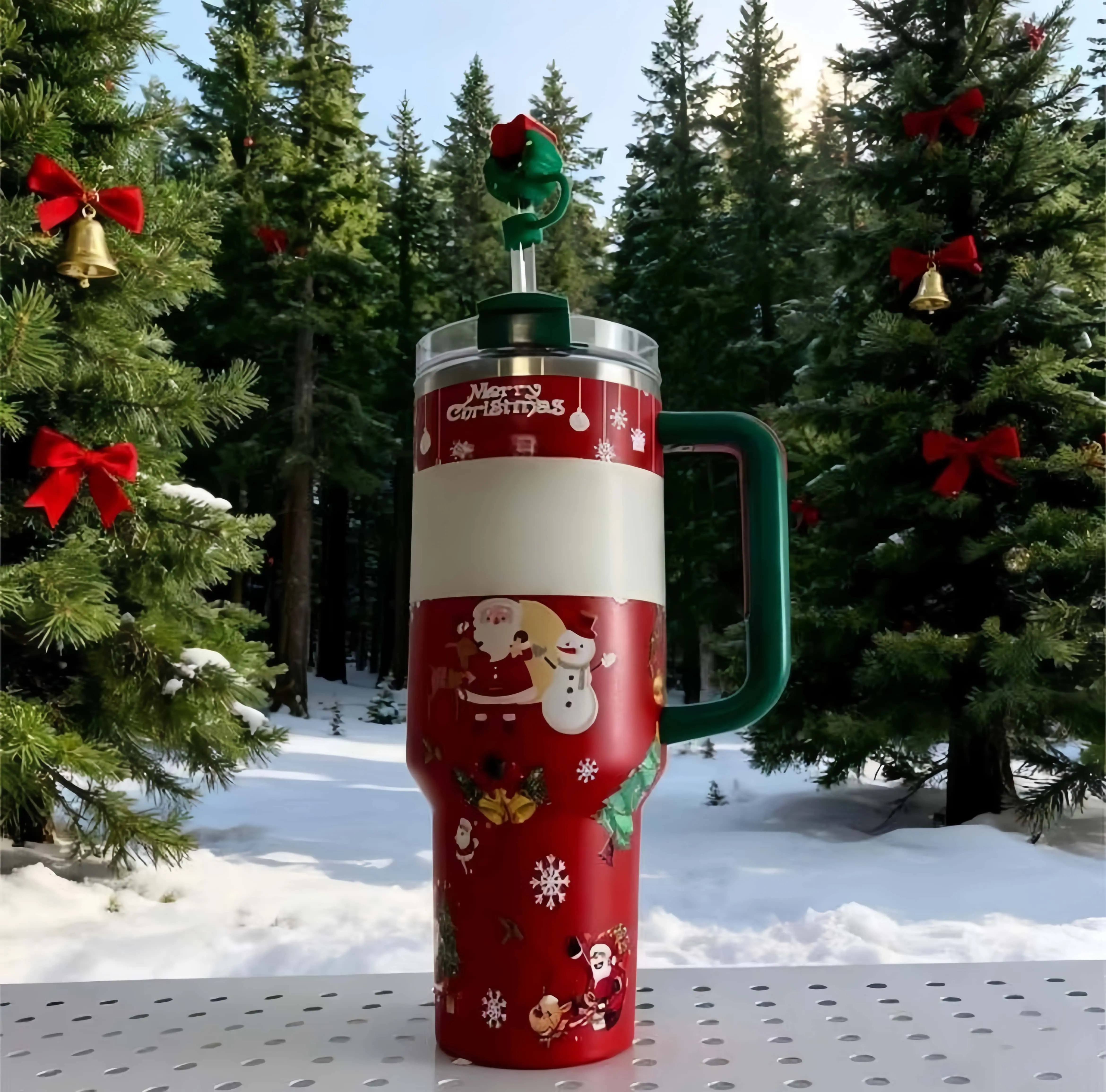 Stan Classic Christmas 40oz (1,000-2,000 ml) Stainless Steel Vacuum Insulated Tumbler - Leakproof 3-Way Lid, Anti-Scalding Ergonomic Handle, 7-12H Hot/Cold, Car-Compatible Festive Kitchenware Drinkware