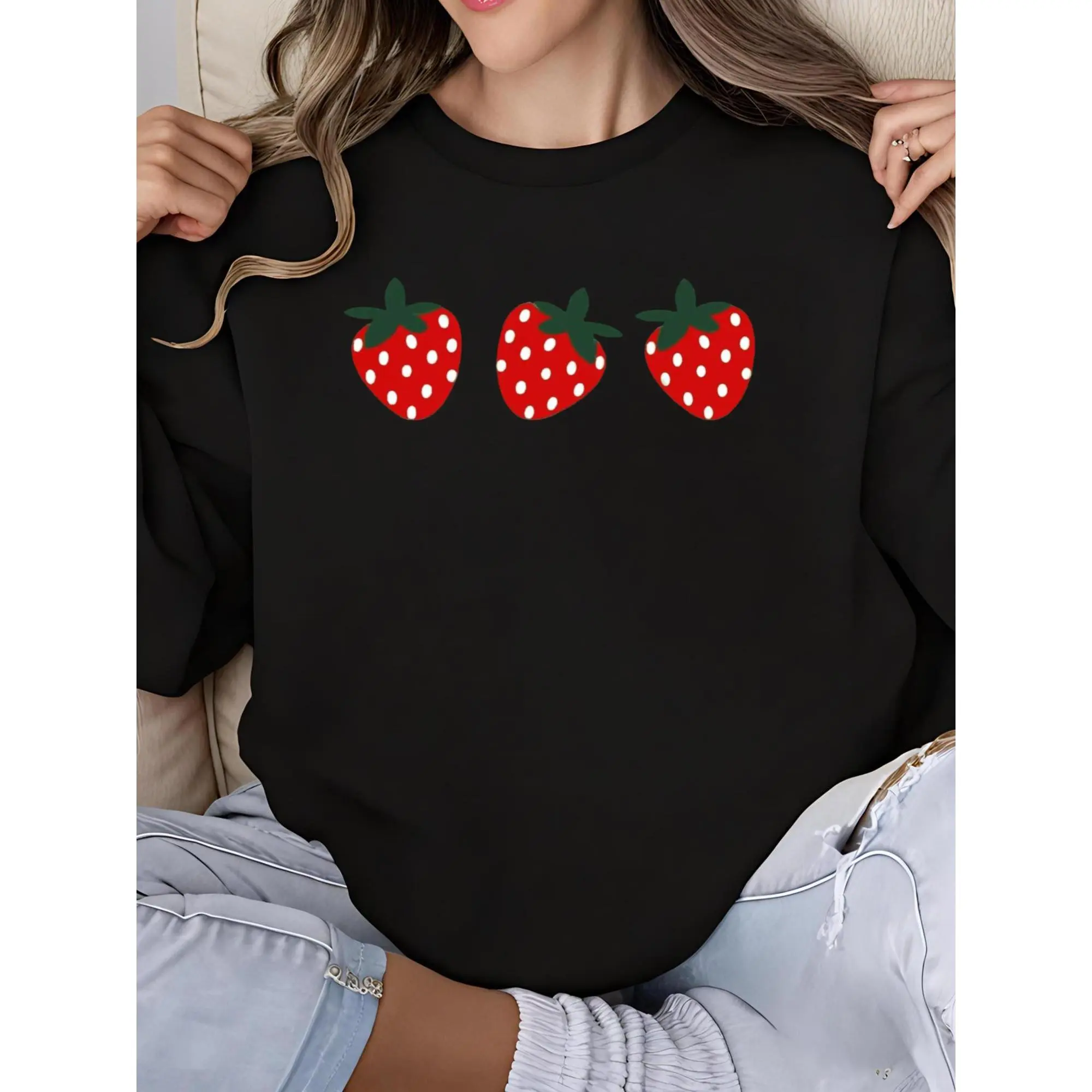 Women's Summer Crew Neck Long Sleeve Sweatshirt with Swimming Pool Float Drink Tan & Repeat Fun Print Casual Comfortable Outfit for Beach Party Holiday Gift