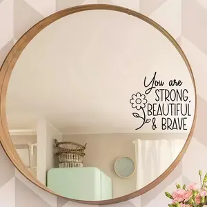 You Are Strong Beautiful-Brave Letters Pattern Wall Sticker, Self Adhesive Wall Decal, Decorative Sticker for Home Bedroom Cloakroom Mirror, Ornaments, Decoration Items