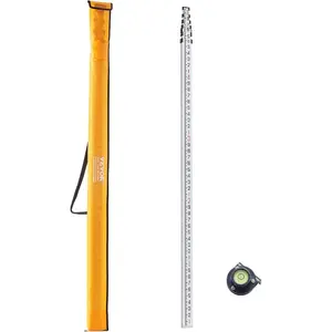 VEVOR Aluminum Grade Rod, 16-Feet/8ths 4 Sections Telescopic Measuring Rod, Double-Sided Scale 1/8in Leveling Rod Stick, Aluminum Alloy Survey Rod with Bubble Level Carrying Bag for Houses, Walls, FloorsVEVOR Super Brand Day