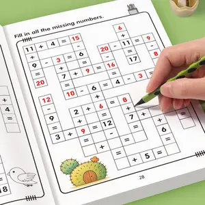 1 set, digital crossword exercise book, mental arithmetic notebook for addition and subtraction within 20, math operations calculation book, develops children's arithmetic skills, elementary and kindergarten math curriculum, Math Practice