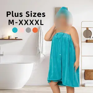 Plus Size Bathrobe & Hair Drying Cap Set, Adjustable Velcro Bathrobe, Soft Bathrobe for Home, Travel, Sauna and Spa Treatments