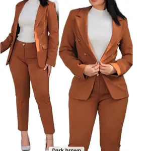 Two Piece Sets for Women Blazer Double Breasted Long Sleeve Jacket Wide Leg Pants Suits Set Business Casual Outfits
