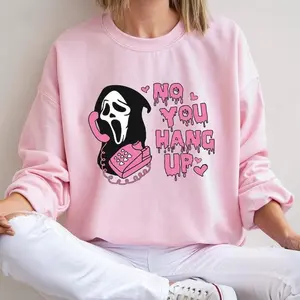 No You Hang Up Sweatshirt, Ghostface Valentine Sweatshirt, Pink Ghostface Sweatshirt, Halloween Crewneck Sweater, Funny Valentine Shirt, Horror Movie Sweatshirt