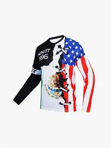 Men's Mountain Bike Long Sleeve Casual Top, Cyclist Jersey, American Mexican Print, Unisex Comfortable Soft Fabric, Fitted Crop Style, All Seasons