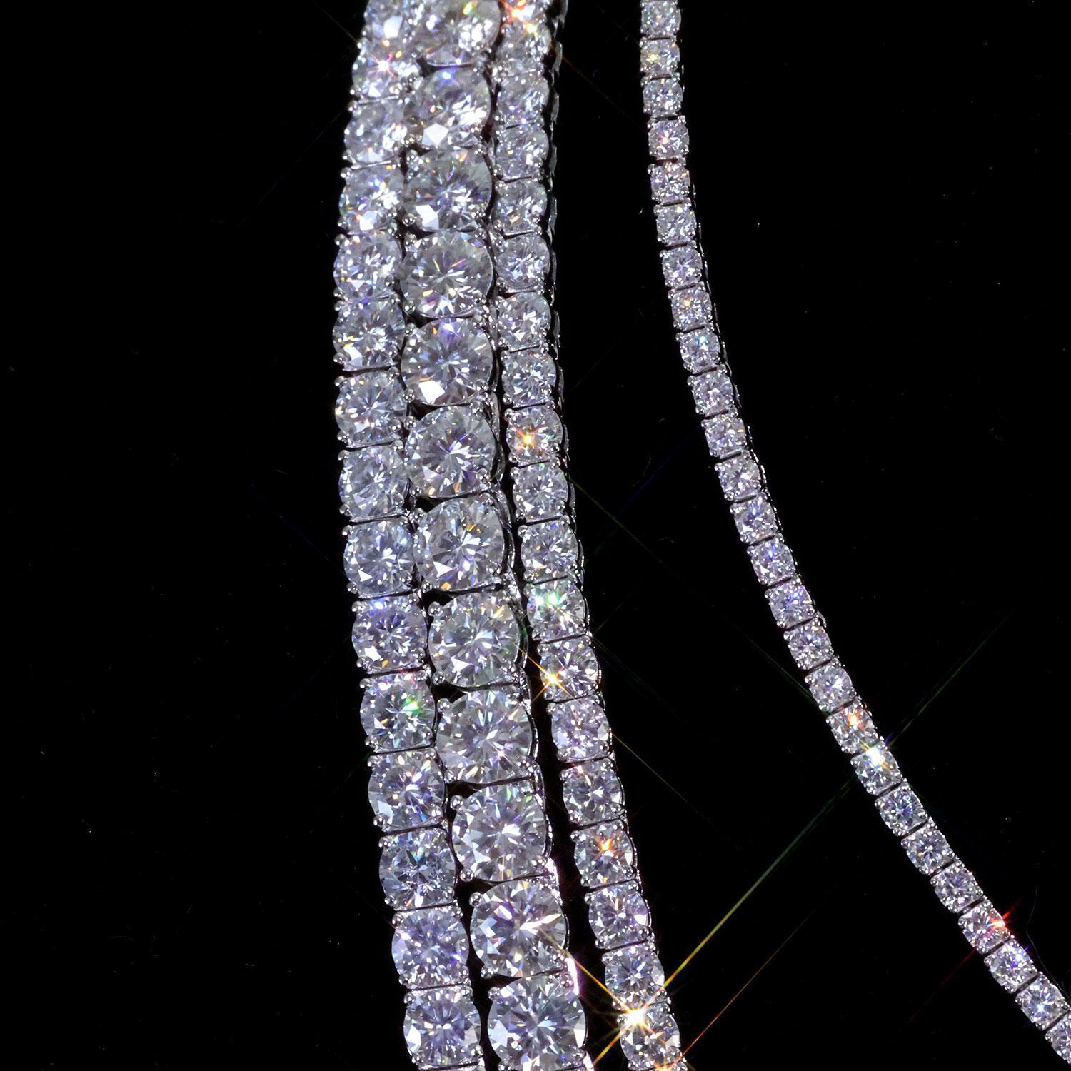 ESKEEM Moissanite Tennis Chain Necklace 925 Silver Iced Out VVS Pass Diamond Tester 2/3/4/5mm Tennis Chain Fine Jewelry