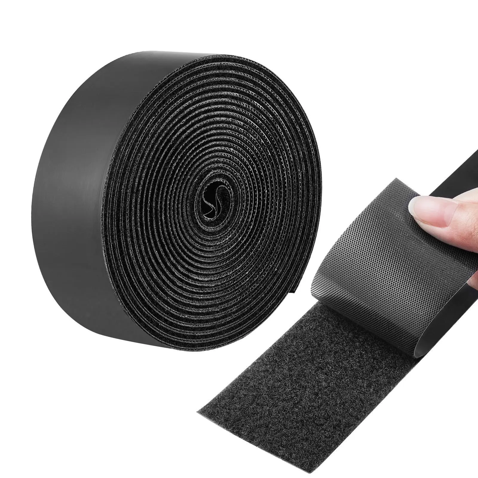 【Summerfinds】VEVOR 15 ft x 2 in Hook Loop Tape and 16.4 ft x 0.94 in Double-Side Strips,  ,  Nylon Self Adhesive Heavy Duty Strips Roll,  Sticky Back Fastener Rolls for Home Office School and Crafting, Black + Red