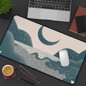 Tranquil Landscape Desk Mat & Mouse Pad - Calming Hills, Gentle Waters, Non-Slip, Durable, Water-Resistant, Perfect for Home Office, Art Lovers, and Minimalist Decor Enthusiasts - Mousepad for Girls - Artisan Mousepad - Best Gaming Mousepad, Neoprene mat