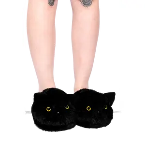 Foxblood Black Cat Slippers