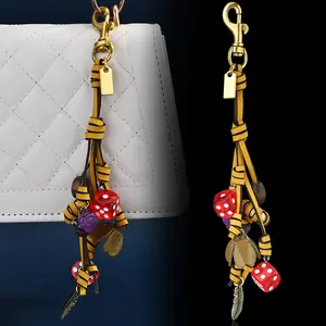 Leather Rope Braided Leather Flower Snail Sieve Extremely Handmade Bag Pendant Women's Climbing Rope Keychain