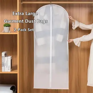 2Pack Set Extra Large Size Clear Zippered Closure Garment Bags （60cm*140cm）Oversized Dust-Proof Clothes Protectors for Wardrobe Organization, Jumbo Storage Covers for Coats, Dresses, Suits & Seasonal Clothing Protection