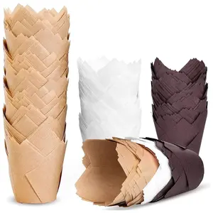 200pcs Tulip Cupcake Liners, Premium Muffin Liners Holders for Baking Cups, Greaseproof Cupcake Wrappers in Standard Size, Classic Parchment Paper Cupcakes Liner for Party, Christmas