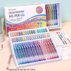 16/24/36/54/72 Colors Glitter Gel Pen Set, Vibrant Sparkle Gel Pen with 1.0mm Fine Tip, Perfect for DIY Crafting, Coloring & Scrapbooking, Art Craft Supplies