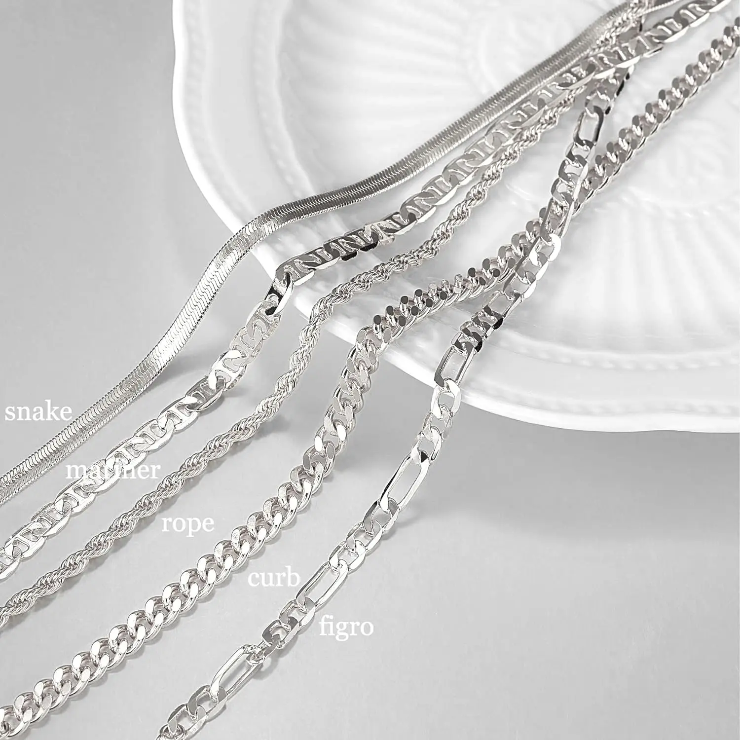 Women's 3-Piece Silver Anklets Set - Waterproof Layered Cuban, Figaro & Herringbone Chains, Hypoallergenic for All Skin Types, Daily Wear, Adjustable 8.5-11 in, Female Beach Jewelry, Anklets For Women, Cuban Links, Elegant, Everyday, Layered Set, Adjustab