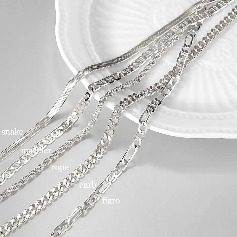 Women's 3-Piece Layered Silver Anklets Set - Anklets for Women, Waterproof Cuban Links, Figaro, Herringbone Chains, Hypoallergenic Skin-Safe Metals, Adjustable 8.5-11 in, Elegant Everyday/Beachwear Jewelry
