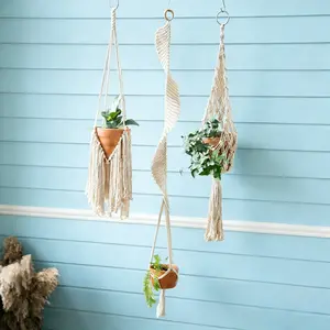 Macrame Plant Hanger Indoor Greenery Hanging Net, Hanging Functionality, Bohemian Style Basket Hook, Handwoven Plant Holder Rope Decor - No Pot Included