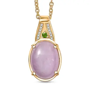 Kunzite and Multi Gemstone 6.70 ctw Celestial Orbit Pendant in 18K Yellow Gold Plated with ION Plated Yellow Gold Stainless Steel Necklace 20 Inches