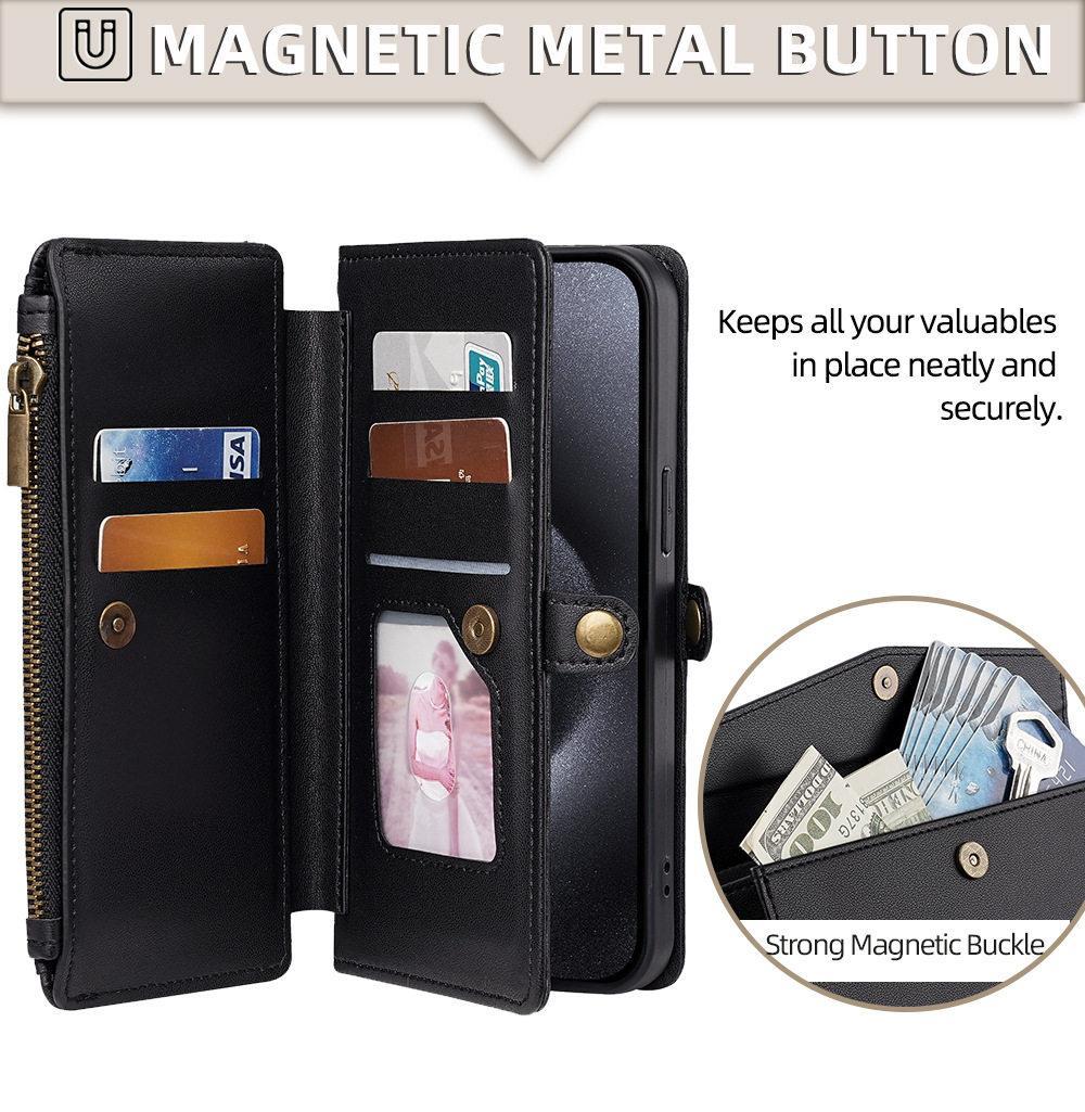 for iphone 17 pro max cases 16 16Plus 15 14 13 12 Pro Max Air Crossbody Wallet Phone Case, PU Leather Flip Purse Case with 5 Card Slots, Zipper Pocket, Adjustable Shoulder & Wrist Strap, Kickstand, Magnetic Closure, Multi-Functional Protective Phone Cover