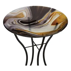 Regal Art & Gift 18" Birdbath with Stand - Swirl Black