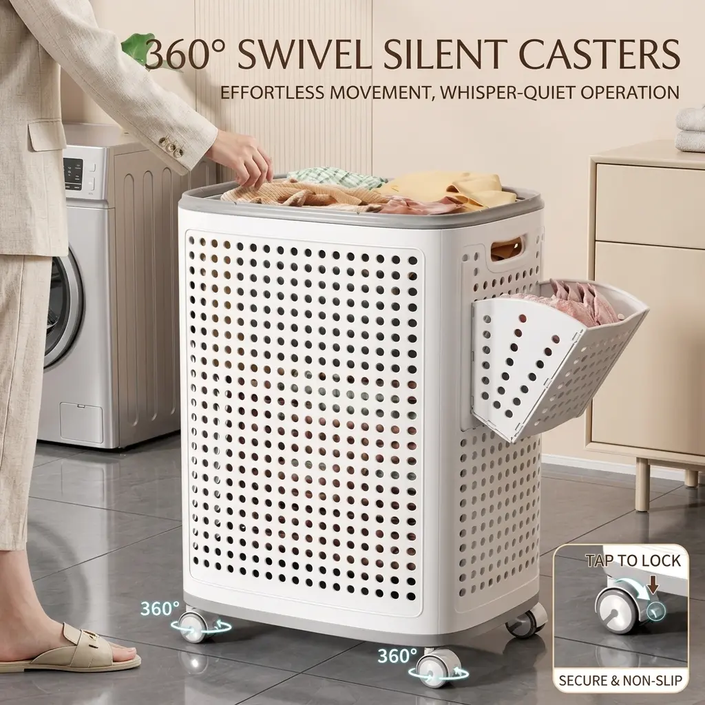 Multi-Compartment Large Capacity Laundry Hamper - Holds 1 Week of Clothes, Ideal for Home Laundry Organization