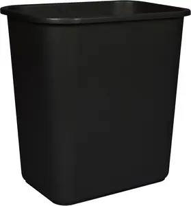 Medium Waste Basket, 15 x 10.5 x 15 Inches, Black, 1 Count (00710A24C)
