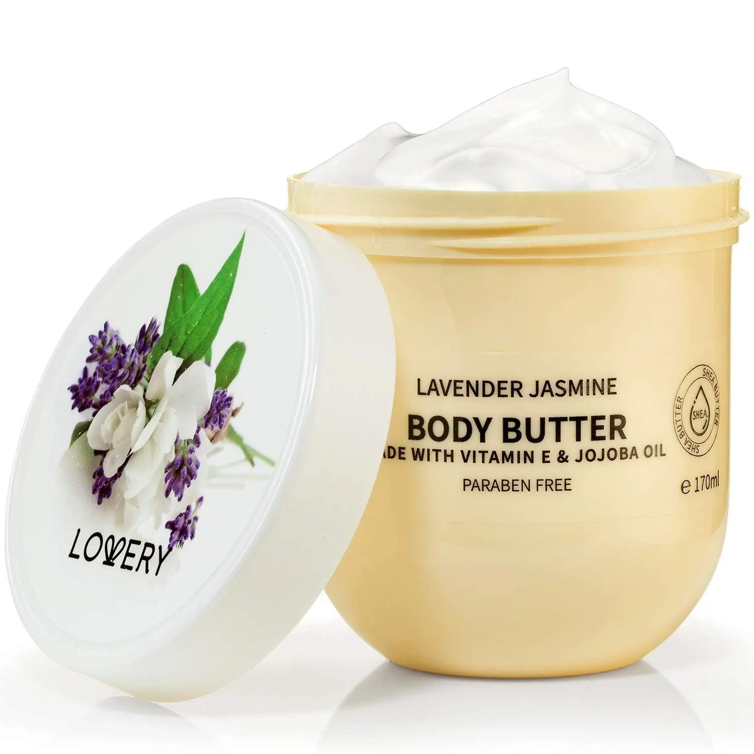 LoveryGifts Lavender Jasmine Body Butter - 6oz Whipped Cream Gift Moisturizer
