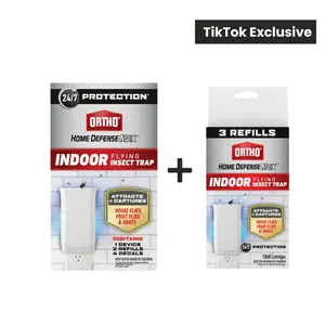 Ortho Home Defense Max Indoor Flying Insect Trap Bundle with Refill Cartridges – Plug-In Light Trap for Flies, Gnats & Fruit Flies (Up to 7 Months Protection)