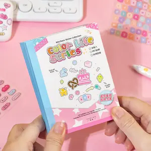 32-Sheet Mini Cute Sticker Book for Journaling and Scrapbooking, Small PET Stickers with Variety of Shapes, Pastel Pink Color, for Planners and Photocards