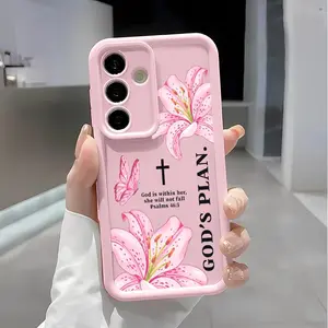 Bibical Cross and Lily Soft&Flexible TPU Silicone Phone Case For Galaxy S26 Ultra S25 Edge S24 FE S23 S22 S21 Plus A13 A14 A15 A16 A17 A33 A34 A35 A36 A52 A53 A54 NOTE20 Durable|Shockproof|Full Camera Protection|Anti-Fingerprint