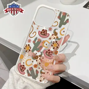 Magnetic Phone Case for iPhone 15 Plus 16 Pro Max 14 13 12 11 X XS XR Western Element Cactus Pattern TPU Shockproof Anti-Scratch Stylish Smartphone Cover