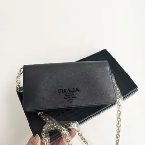 Pre-owned PRADA Saffiano Crossbody Bags Flap WOC So Black CPU0407