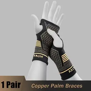 Copper Compression Wrist Sleeves - Fingerless Support Braces with Infused Copper, Elastic Wrist Support for Men & Women - Ideal for Typing, Sports, Sleeping & Daily Activities, Typing Wrist Support | Cuff Brace Design | Polyester Fiber Sleeve Gloves