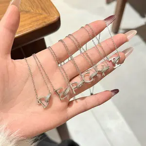 Zircon 26 Letter Necklace with Round Clasp and Name Initials - Perfect for Couples, Unique Design, Colorfast, Collarbone Chain, Everyday Versatile