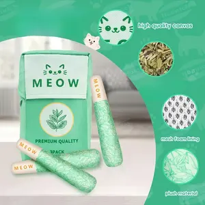 A set of Cat Herbal Toys: Safe and fun chew & kick toys for indoor cats. Durable flexible material with fine workmanship and portable packaging. Cleans teeth, trims claws, relieves boredom and brings daily joy. Ideal festive gift!