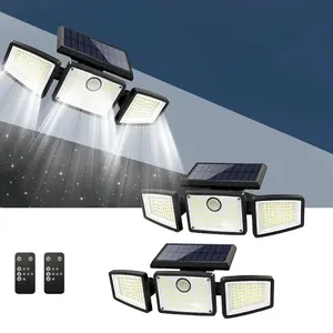 2 Packs LED Motion Sensor Solar Lights Outdoor IP65 Waterproof Security Lamp for Gardens Patios Eco-Friendly Solar Powered 3 Heads 270° Angle US