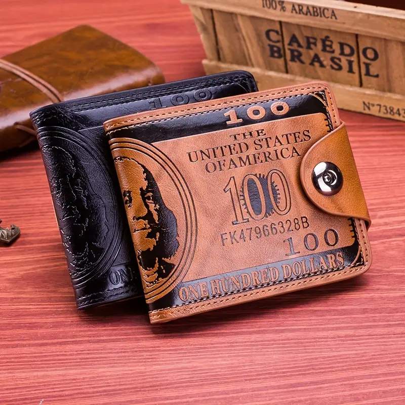 Men's Artificial Leather Vintage Chic Multi-Card Wallet - US Dollar American Graphic Design, Stylish, Elegant Fashion, Casual Trendy, Everyday Card Storage, Stylish Wallet, Casual Trendy Wallet