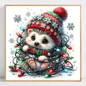 Hedgehog Pattern 5D Diamond Arts Colorful Painting Kit without Frame, DIY Decorative Art Picture for Beginner, Wall Art Decor for Home Living Room, Diamond Pattern Design Diamond Painting Kits