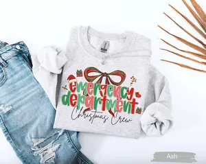 Christmas Nurse T-Shirt / Sweatshirt / Hoodie  , ER Nurse Christmas, Emergency Department ,  Nurse Christmas Gift Idea Cotton Crewneck