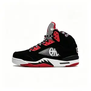 Men's High Top Retro Basketball Shoes Classic Black Red Breathable Mesh Non-Slip Rubber Sole Air Cushion Athletic Sneakers for Running Training Casual Streetwear