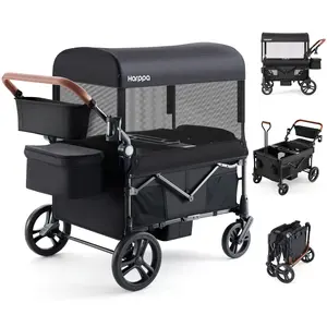 HARPPA Baby Stroller Wagon, Lightweight Folding Adjustable 2-Seat/4-Seat Travel Stroller, Canopy, Push-Pull Handle, EVA Foam All-Terrain Wheel, Large Storage, Outdoor/Camping Use, Lightweight Travel Stroller, Adjustable Stroller,summerwins